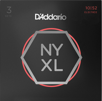 NYXL1052-3P Струны для электрогитары, 3 комплекта, никелированные, Light T/Heavy B, 10-52, D'Addario от магазина Соло в Иркутске