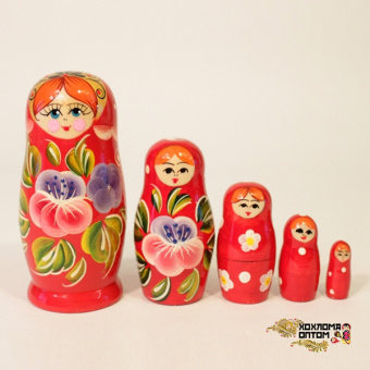 LHM10136 Матрешка "Анютины глазки" 5 кукольная, Хохлома от магазина Соло в Иркутске