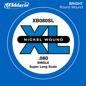 XB080SL Nickel Wound Отдельная струна для бас-гитары, никелированная, .080, Super Long, D'Addario от магазина Соло в Иркутске