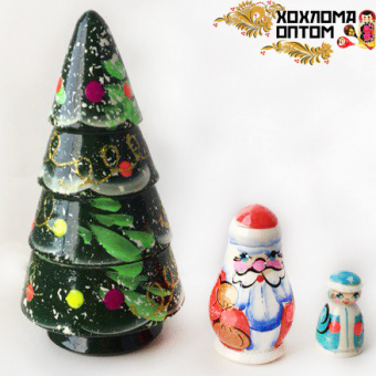 LHM10181 Матрешка новогодняя "Ёлочка" 3 кукольная, Хохлома от магазина Соло в Иркутске