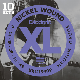 EXL115-10P Nickel Wound Струны для электрогитары, Medium/Blues-Jazz Rock, 11-49, 10 компл, D'Addario от магазина Соло в Иркутске