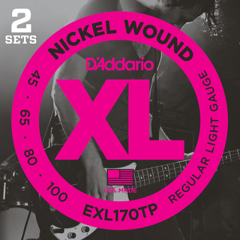 EXL170TP Nickel Wound Струны для бас-гитары, Light, 45-100, 2 комплекта, Long Scale, D'Addario от магазина Соло в Иркутске