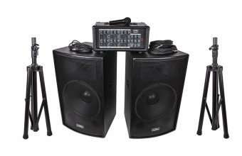 ZH0602D15LS Комплект акустической системы, микшер, микрофон, кабели, 2х250Вт, Soundking от магазина Соло в Иркутске