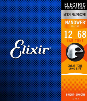 12302 NANOWEB Комплект струн для электрогитары, Baritone, 12-68, Elixir от магазина Соло в Иркутске