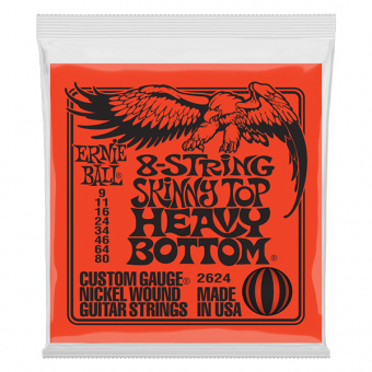 P02624 Skinny/T Heavy/B Slinky Комплект струн для 8-стр электрогитары, никелиров., 9-80, Ernie Ball от магазина Соло в Иркутске