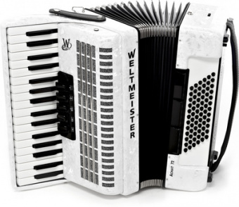Achat-III-72/34-WH Achat 72 Аккордеон 34/72/III/5/3, белый, с ремнями и чехлом, Weltmeister от магазина Соло в Иркутске
