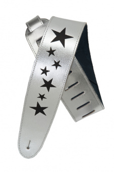 25SLE02 Embossed Silver Кожаный ремень для гитары, серебряный, тиснение «Stars», Planet Waves от магазина Соло в Иркутске