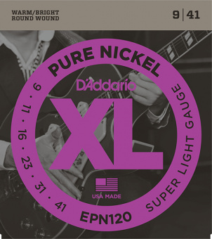 EPN120 XL Pure Nickel Комплект струн для электрогитары, никель, Super Light 9-41, D'Addario от магазина Соло в Иркутске