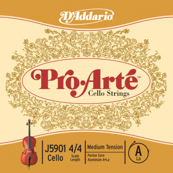 J5901-4/4M Pro-Arte Отдельная струна A/Ля для виолончели размером 4/4, среднее натяжение, D'Addario от магазина Соло в Иркутске