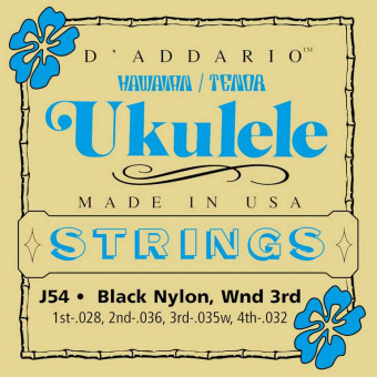 J54 Комплект струн для укулеле тенор, черный нейлон, алюминий, D'Addario от магазина Соло в Иркутске