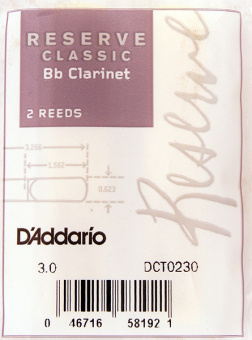 DCT0230 Reserve Classic Трости для кларнета Bb, размер 3.0, 2шт., Rico от магазина Соло в Иркутске