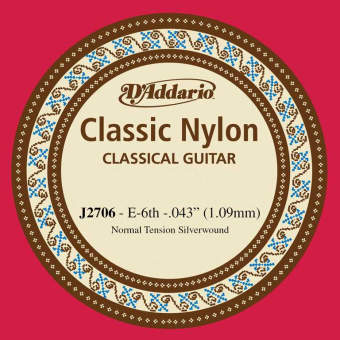 J2706 Classical Отдельная 6-ая струна для классической гитары, нейлон, норм. натяжение, D'Addario от магазина Соло в Иркутске