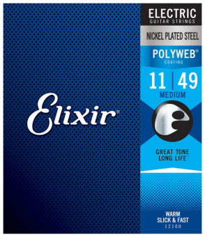 12100 POLYWEB Комплект струн для электрогитары, никелированная сталь, Medium 11-49, Elixir от магазина Соло в Иркутске