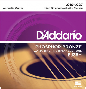 EJ38H Phosphor Bronze Дополнительные струны для 12стр гитары, High Strung/Nashvil, 10-27, D'Addario от магазина Соло в Иркутске