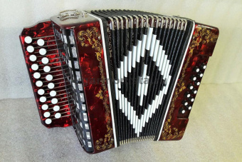 SZ48/1ХL-A-RED Гармонь «Чайка» 21х12-II, красная, ля мажор, роспись, Шуйская гармонь от магазина Соло в Иркутске