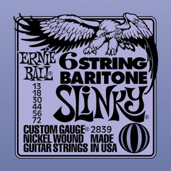 P02839 Baritone Slinky Комплект струн для 6-струнной баритон-гитары, 13-72, никель, Ernie Ball от магазина Соло в Иркутске