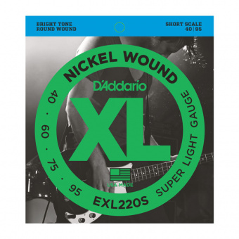 EXL220S Nickel Wound Комплект струн для бас-гитары, Super Light, 40-95, Short Scale, D'Addario от магазина Соло в Иркутске