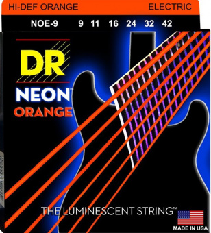 NOE-9 Neon Orange Комплект струн для электрогитары, никелированные, с покрытием, 9-42, DR от магазина Соло в Иркутске