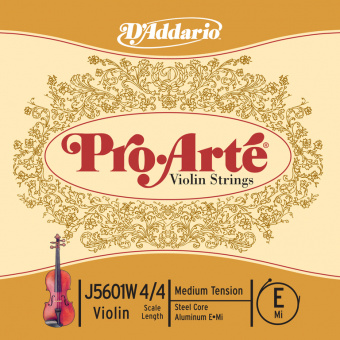 J5601W-4/4M Pro-Arte Отдельная струна Е/Ми для скрипки размером 4/4, среднее натяжение, D'Addario от магазина Соло в Иркутске