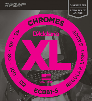 ECB81-5 Chromes Комплект струн для 5-струнной бас-гитары, Light, 45-132, Long Scale, D'Addario от магазина Соло в Иркутске