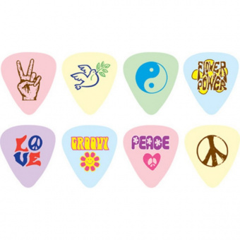 RPPLH PEACE&LOVE Упаковка медиаторов, 12 штук, с рисунком, толстые, D'Andrea от магазина Соло в Иркутске