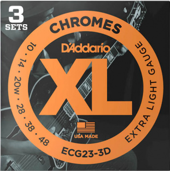 ECG23-3D Chromes Cтруны для электрогитары, Extra Light, 10-48, 3 комплекта, D'Addario от магазина Соло в Иркутске