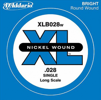 XLB028W Nickel Wound Отдельная струна для бас-гитары, никелированная, .028, D'Addario от магазина Соло в Иркутске