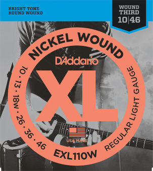 EXL110W XL NICKEL WOUND Струны для электрогитары Regular Light Wound 3rd 10-46 D`Addario от магазина Соло в Иркутске
