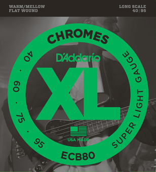 ECB80 Chromes Комплект струн для бас-гитары, Light, 40-95, Long Scale, D'Addario от магазина Соло в Иркутске