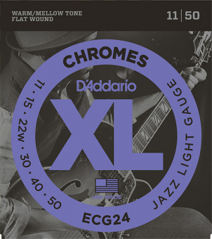 ECG24 Chromes Flat Wound Комплект струн для электрогитары, Jazz Light, 11-50, D'Addario от магазина Соло в Иркутске