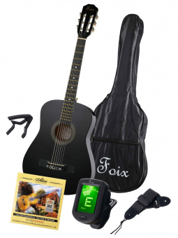 FCG-2038CAP-BK Классическая гитара+Аксессуары, цвет чёрный, Foix от магазина Соло в Иркутске