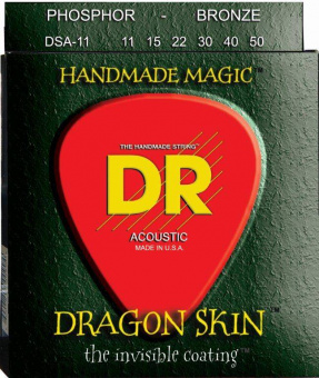 DSA-11 Dragon Skin Комплект струн для акустической гитары, фосфорная бронза, с покрытием, 11-50, DR от магазина Соло в Иркутске