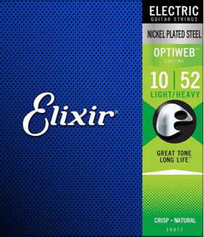 19077 Optiweb Комплект струн для электрогитары, никелированная сталь, Light/Heavy 10-52, Elixir от магазина Соло в Иркутске