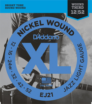 EJ21 XL NICKEL WOUND Струны для электрогитары Jazz Light 12-52 D`Addario от магазина Соло в Иркутске