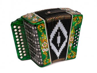 SZ48/1ХL-A-GR Гармонь "Чайка" 21х12-II, зеленая, ля мажор, роспись, Шуйская гармонь от магазина Соло в Иркутске