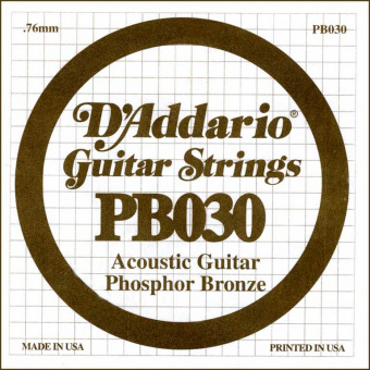 PB030 Phosphor Bronze Отдельная струна для акустической гитары, фосфорная бронза, .030, D'Addario от магазина Соло в Иркутске