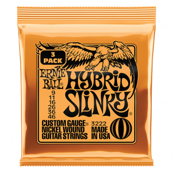 P03222 Hybrid Slinky Струны для электрогитары, 3 комплекта, никелированные, 9-46, Ernie Ball от магазина Соло в Иркутске