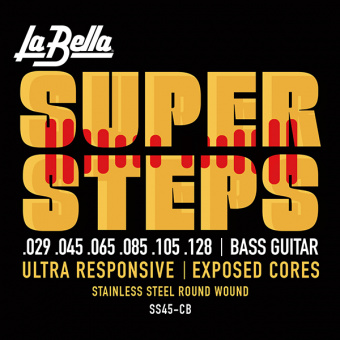 SS45-CB Super Steps Комплект струн для 6-струнной бас-гитары, сталь, 29-128, La Bella от магазина Соло в Иркутске
