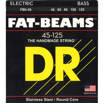 FB5-45 Fat-Beams Комплект струн для 5-струнной бас-гитары, сталь, Medium, 45-125, DR от магазина Соло в Иркутске