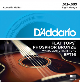 EFT16 FLAT TOPS Струны для акустической гитары фосфорная бронза 12-53 D`Addario от магазина Соло в Иркутске