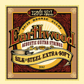 P02047 Earthwood Silk & Steel Extra Soft Струны для акустической гитары,сталь+шелк 10-50, Ernie Ball от магазина Соло в Иркутске