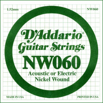 NW060 Nickel Wound Отдельная струна для электрогитары, .060, D'Addario от магазина Соло в Иркутске