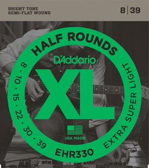 EHR330 Half Round Комплект струн для электрогитары, Extra-Super Light, 8-39, D'Addario от магазина Соло в Иркутске