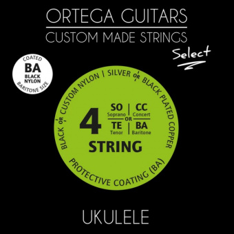 UKSBK-BA Select Комплект струн для укулеле баритон, черный нейлон, с покрытием, Ortega от магазина Соло в Иркутске