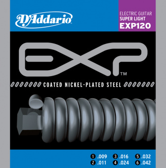 EXP120 COATED NICKEL Струны для электрогитары Super Light 9-42 D`Addario от магазина Соло в Иркутске