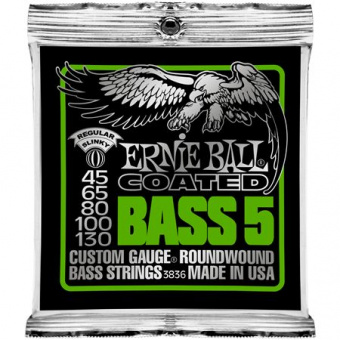 P03836 Coated Regular Комплект струн для 5-струнной бас-гитары, с покрытием, 45-130, Ernie Ball от магазина Соло в Иркутске