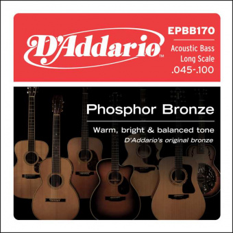 EPBB170 Phosphor Bronze Комплект струн для акустической бас-гитары, ф/бр, Long Sc, 45-100, D'Addario от магазина Соло в Иркутске