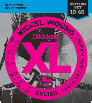 EXL150 Nickel Wound Комплект струн для 12-струнной электрогитары, Regular Light, 10-46, D'Addario от магазина Соло в Иркутске