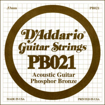 PB021 Phosphor Bronze Отдельная струна для акустической гитары, фосфорная бронза, .021, D'Addario от магазина Соло в Иркутске