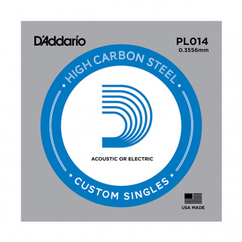 PL014 Plain Steel Отдельная струна без обмотки, сталь, .014, D'Addario от магазина Соло в Иркутске